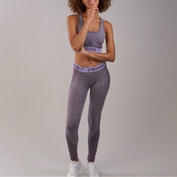 Gymshark Womens Size XS Low Rise Purple Seamless Logo Waist Flex Legging  EUC - Picture 2 of 8